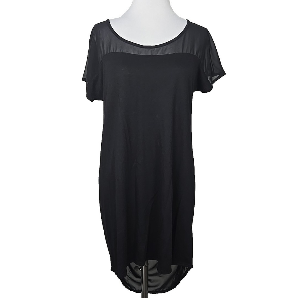 Peruvian Collection Black Jersey Chiffon Contrast Long Tunic Top Top Small S